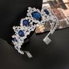 Свадебная корона с гребнем Сапфирово-синий Крупный кристалл в виде капли воды Гребень для волос Головной убор Свадебные аксессуары Корона-гребень
