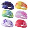 Colorful Gym Hairband Athletic Headband, Tie-Dye Gradient Sports Anti-Slip Elastic Breathable Sweat-Wicking Trendy Headband Fabric Hair Band