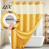 Standard Size Shower Curtain No Hook Curtain, Waterproof with Snap-on Liner, for RV Mesh Top, Machine Washable Divider Bathroom Hotel Premium