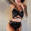 Ladies Strap Lace Crochet Cutout Teddy  Lingerie  Embroidery  Underwear