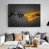 Classical Wall Art Canvas Creation of Adam Painting HD Prints Neon Lights Modern Posters Cuadros Modular Pictures Home Decor