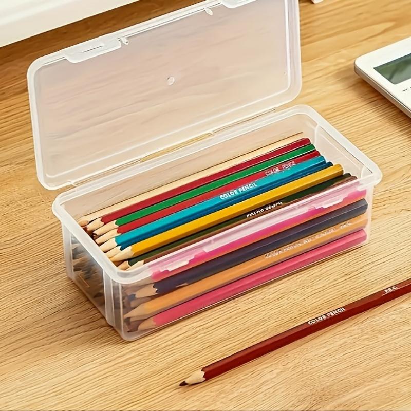 4pcs Large Clear PP Storage Boxes with Lids, Lightweight, Unfinished Finish, for Office and School Supplies Organizer