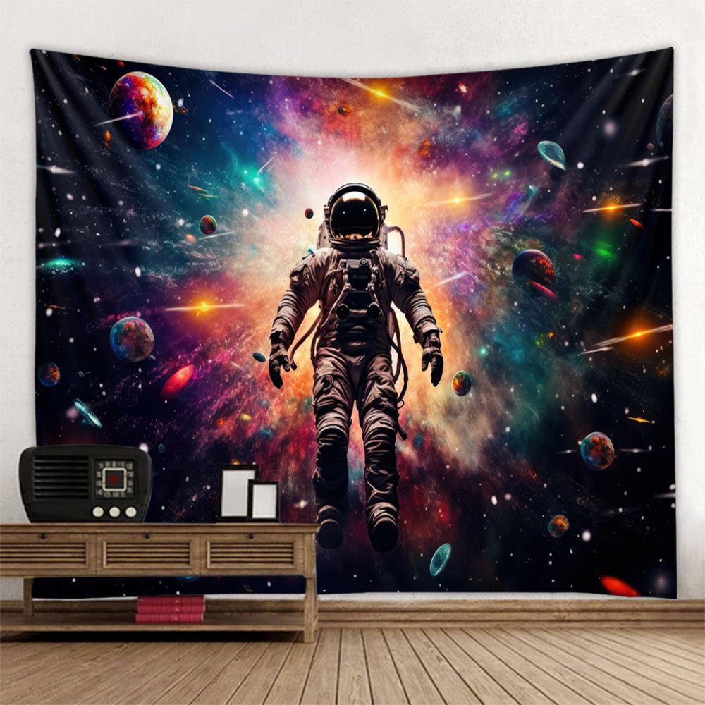 Astronaut Star Planet Tapestries - Meditation Starry Sky Living Room Decor Therapy Energy Field Art Background Design