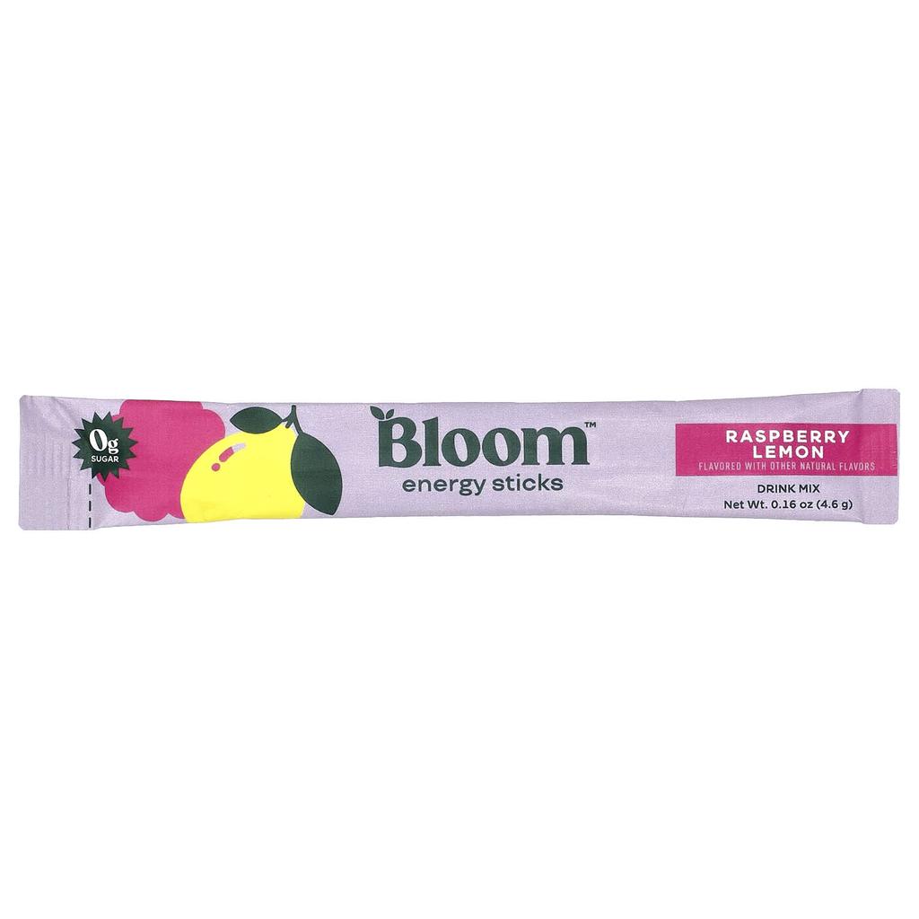 BLOOM Energy Sticks, Raspberry Lemon, 10 Stick Packs, 4.6g (0.16oz) Each