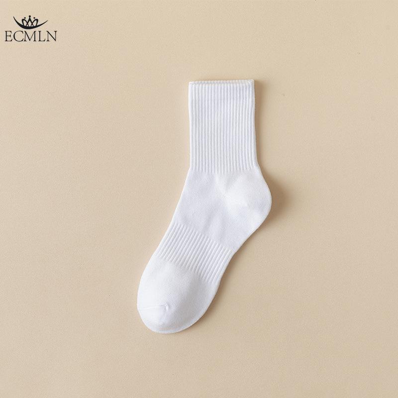 Мужские однотонные носки средней длины, осенние и зимние дышащие носки, дезодорирующие и впитывающие пот спортивные носки