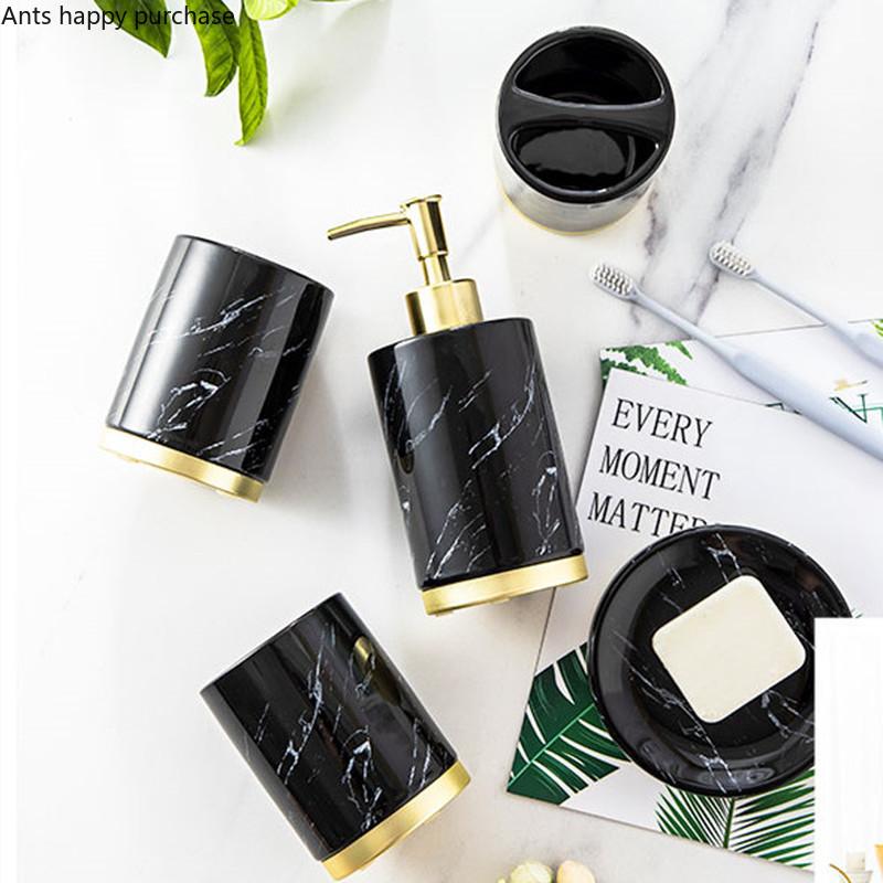 Керамика Набор для ванной комнаты Туалетные принадлежности Стаканчик для рта Подставка для зубных щеток Мыльница Флакон для лосьона Флакон для ароматерапии Набор для ванной комнаты из пяти предметов