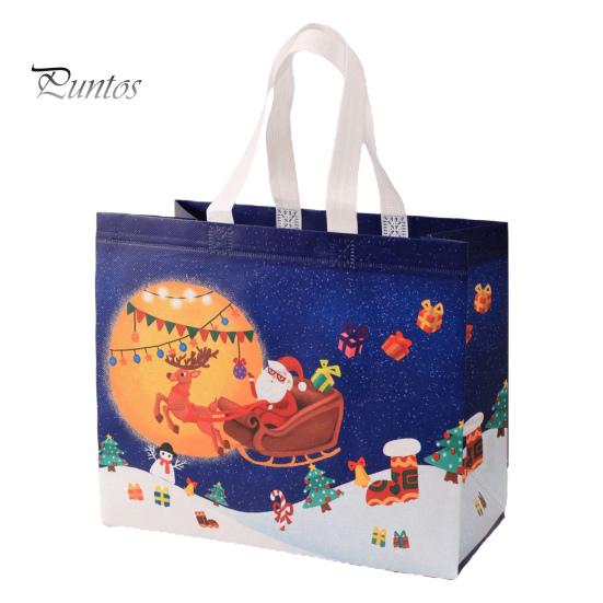 Рождественский подарочный пакет Санта-Клаус Снеговик Дизайн большой емкости с двойной ручкой из нетканого материала Подарочная упаковка для конфет