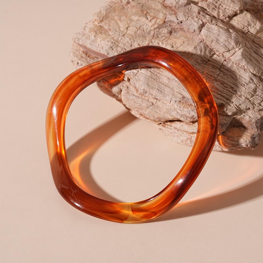 Hip Hop Acrylic Bangle Bohemian Retro Hand Ring Temperament Irregular Wide Bracelet  Women