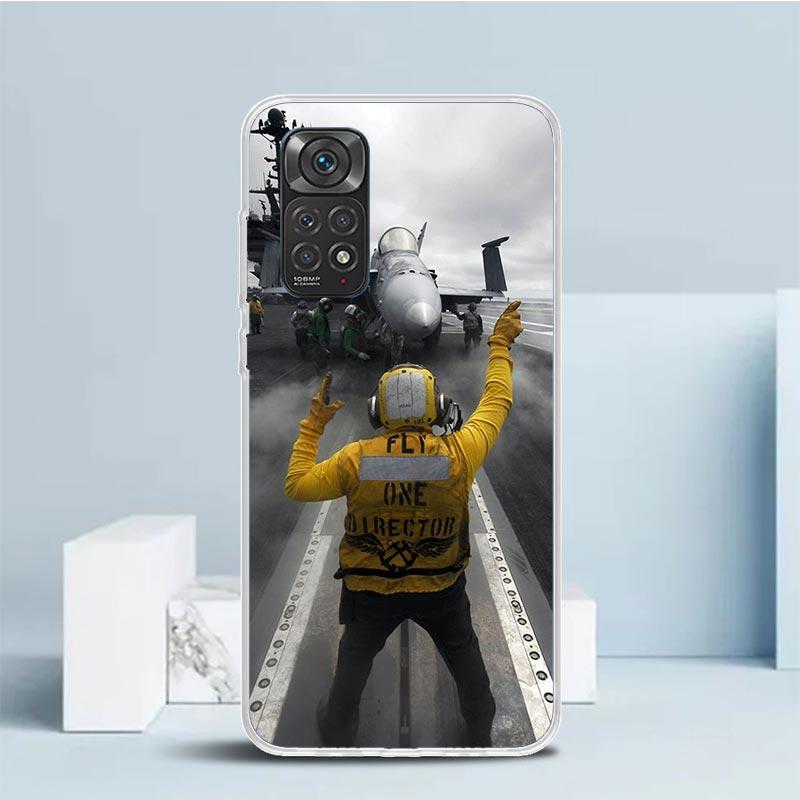 Чехол для телефона с изображением военного самолета и боевого корабля для Xiaomi Redmi Note 15 14 14S 13 12S 12 Pro Plus 11S 11 11T 11E 10S 10 + Мягкий ТПУ