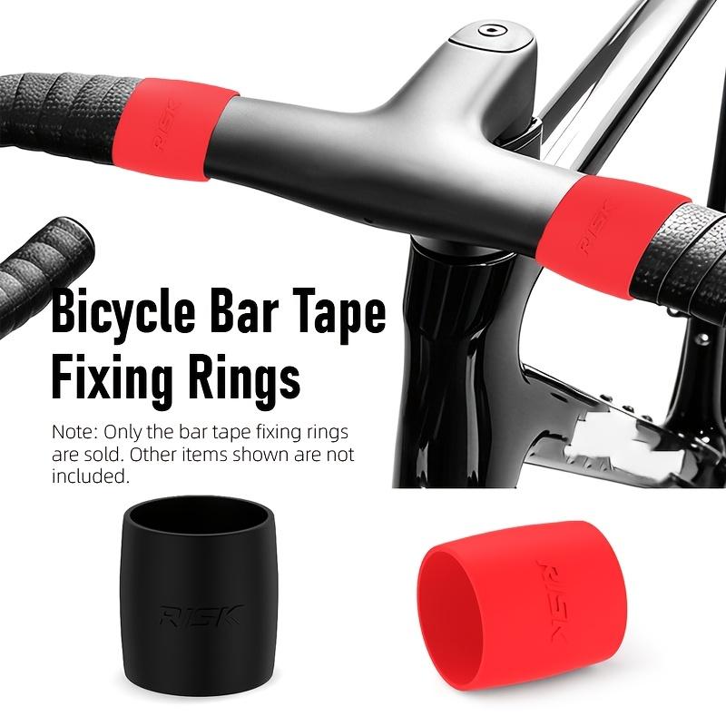 Bicycle Bar Tape Fixing Rings, Elastic Silicone Handlebar Tape End Caps, Anti-Slip Matte End, 2pcs