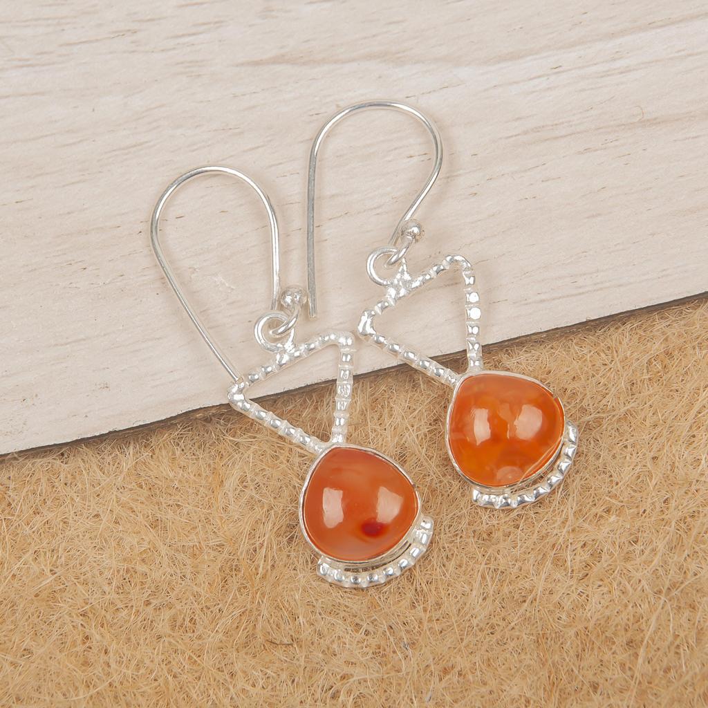 Серьги из чистого серебра 925 пробы с сердоликом, серьги с драгоценными камнями ручной работы, подарки жене, абсолютно новые серьги