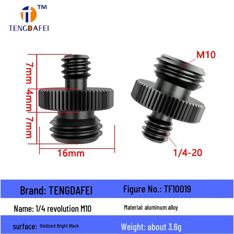 Reversible 1/4" Male To 3/8" Female Adapter for Camera Tripod Ball Head with M4-M8 Conversion Screws