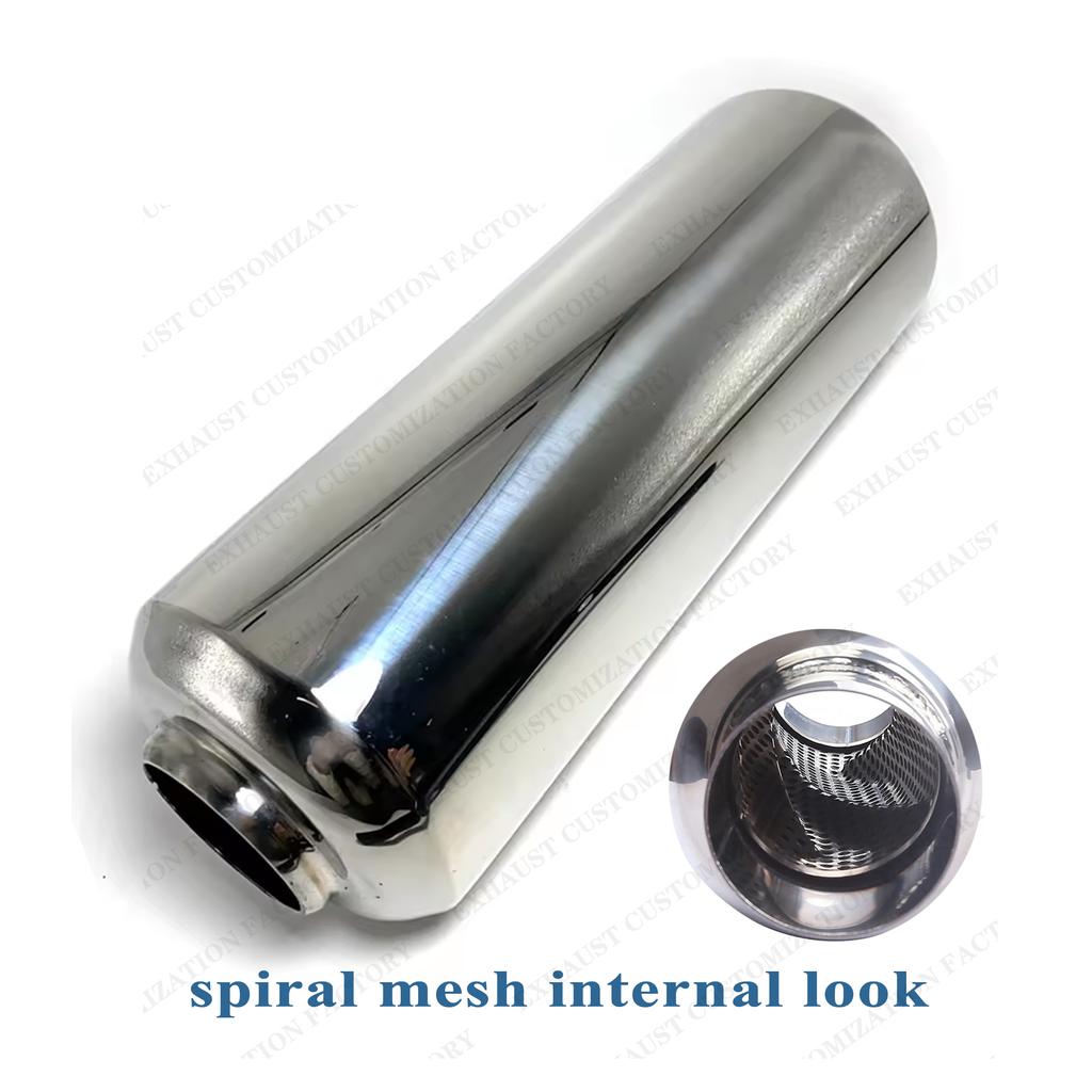 Performance Exhaust Resonator 63mm Inlet Outlet Muffler 304 Stainless Steel Spiral Surface Exhaust System DIY Car Accessories