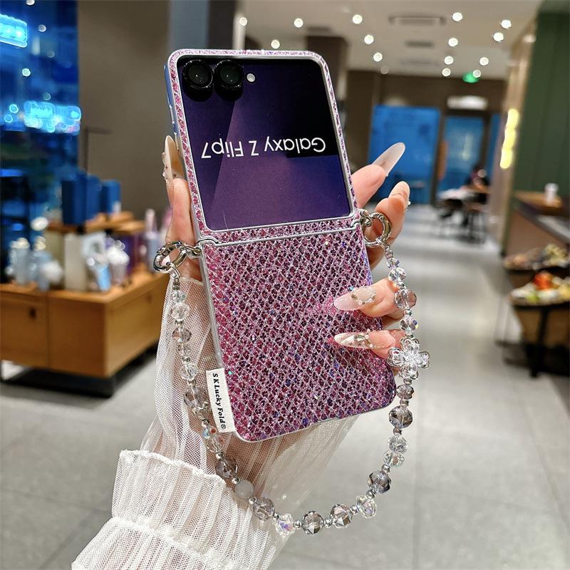 Однотонный чехол для телефона со стразами для Samsung ZFlip8/7/6/5 - Защита складного экрана