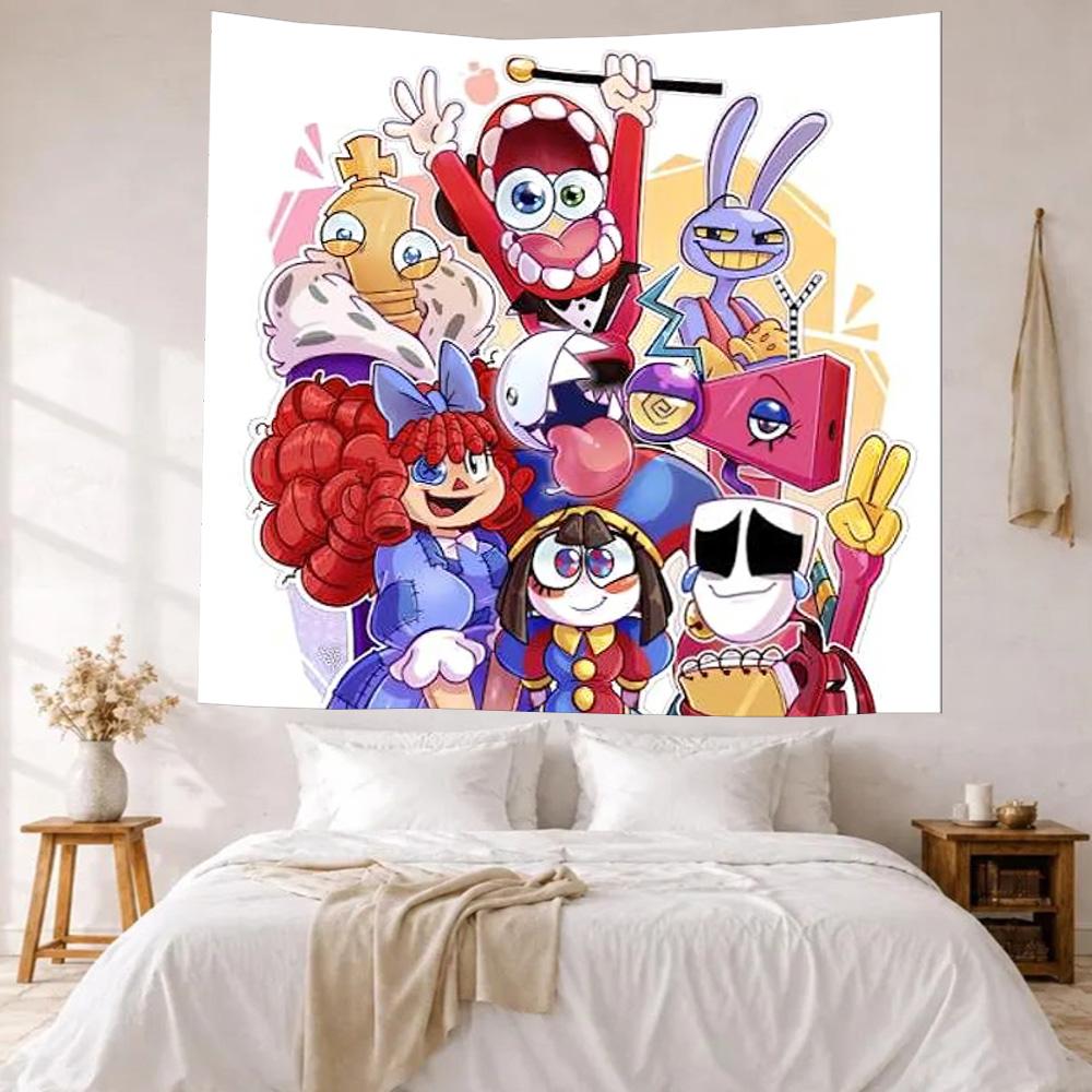 Digital Circus Wall Decor Tapestry Art For Pet Memorial Birthdaywedding Party Backdrop Family Gift