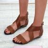 Rimocy Brown Leather Weave Gladiator Sandals Women Vintage Cross Strap Flat Sandalias Woman 35-42 Casual Beach Summer Shoes