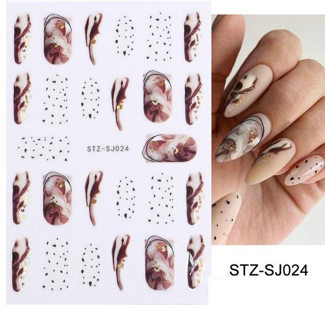 3D Fall Nail Stickers Gold Leaf Cotton Flowers Transfer Decals Nail Adhesive Sliders Manicure 2023 Autumn Decorations TRSTZ-SJ