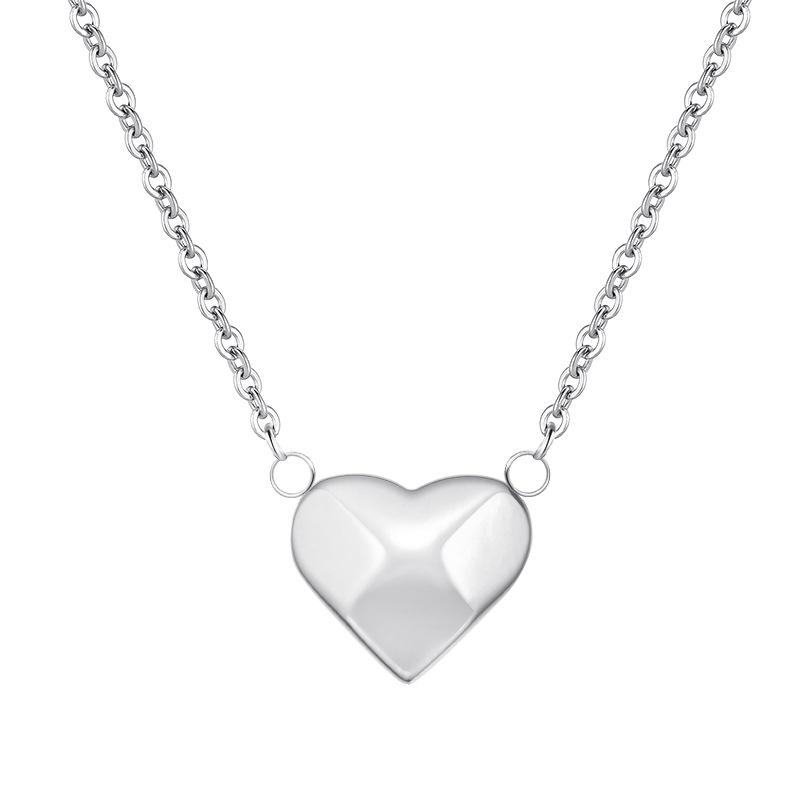 2024 New Glossy Electroplated Heart Clavicle Link Chain Women's Copper Necklace Resin Peach Heart Pendant Sporty Style