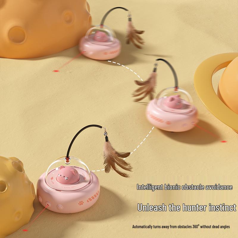 Умная электрическая игрушка для кошек: Самоиграющая лазерная и перьевая дразнилка для котят для снятия скуки