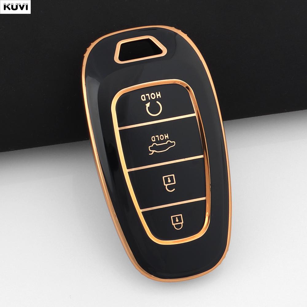 SKCW6 4 Button TPU Car Remote Key Case Cover For Hyundai Santa Fe Tucson 2022 NEXO NX4 Ioniq 5 Atos Prime Solaris 2021 Fob Accessories