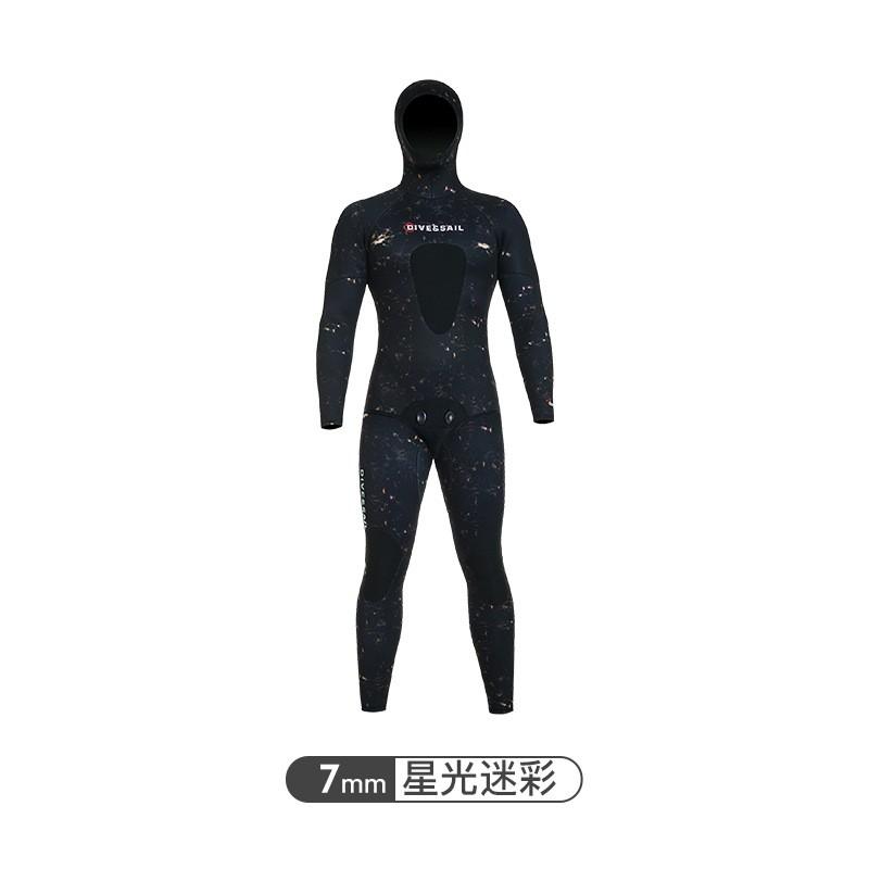 Mens 3mm 5mm 7mm Camo Dive Wetsuit Long Sleeve Hooded Full Suit Snorkeling Surfing Scuba Diving Thermal Protection