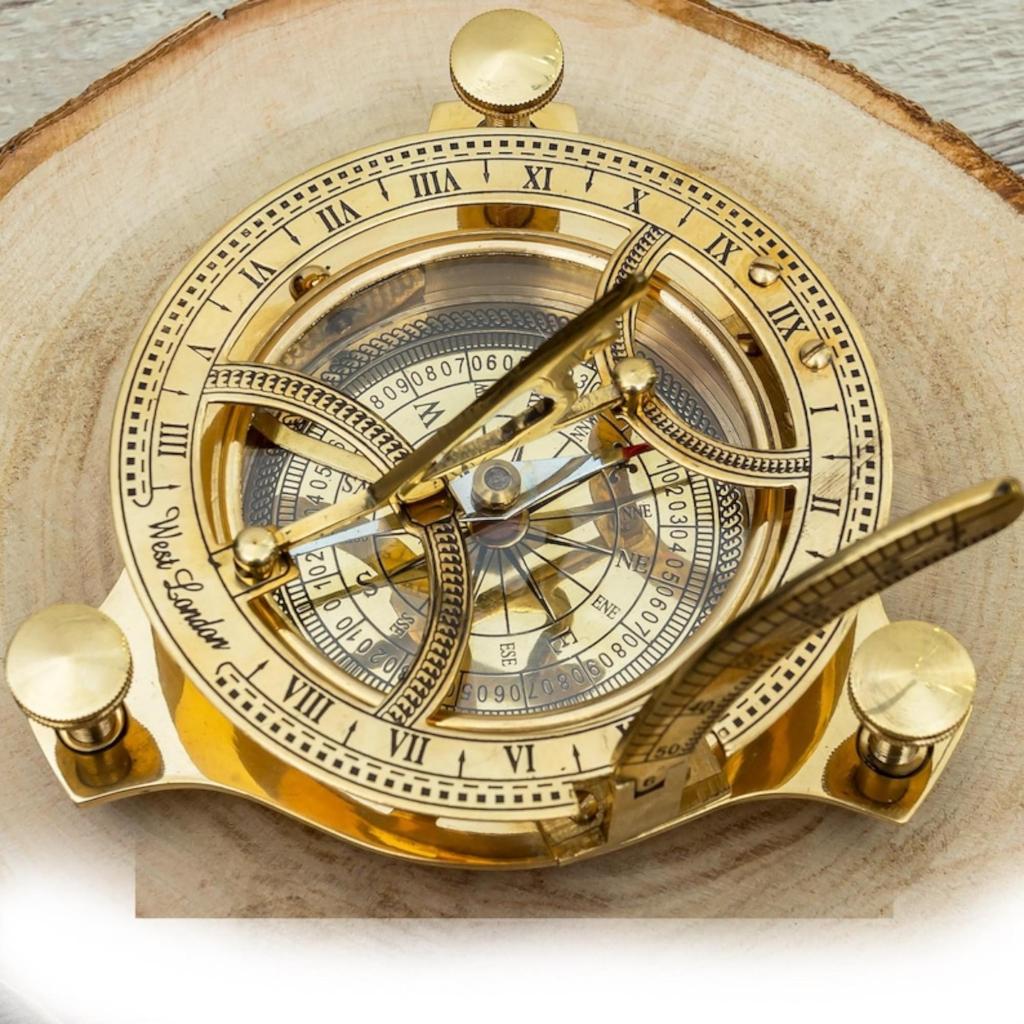 Vintage-Inspired Brass Sundial Compass - Timeless Elegance for Your Space Free Gift Compass Key Chain Christmas Gift