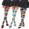 Дышащие чулки до бедра, полосатые носки для вечеринки, новые длинные вязаные носки