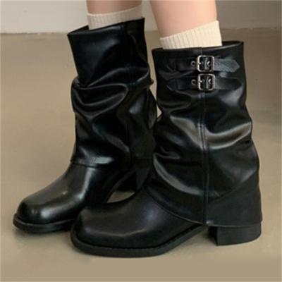 Модные Eilyken Осень Зима Модные Уютные Мягкие Кожаные Женские Ботильоны Круглый Носок Сплайсинг Квадратный Каблук Короткие Ботас Де Мухе