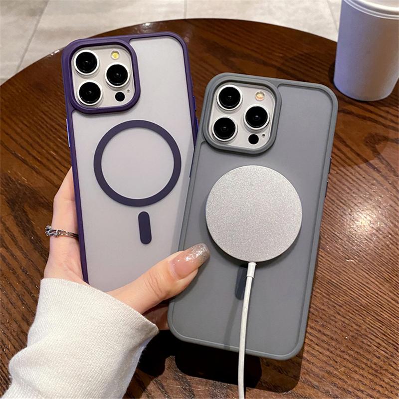 Для Magsafe Магнитный Чехол для Беспроводной Зарядки для iPhone 15 14 Plus 13 12 Pro Max 11 Мягкий Бампер Противоударный Прозрачный Матовый Твердый Чехол