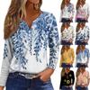 Women's T Shirt Tee Button Floral Print Long Sleeve Daily Weekend Fashion Basic V-Neck Regular Top