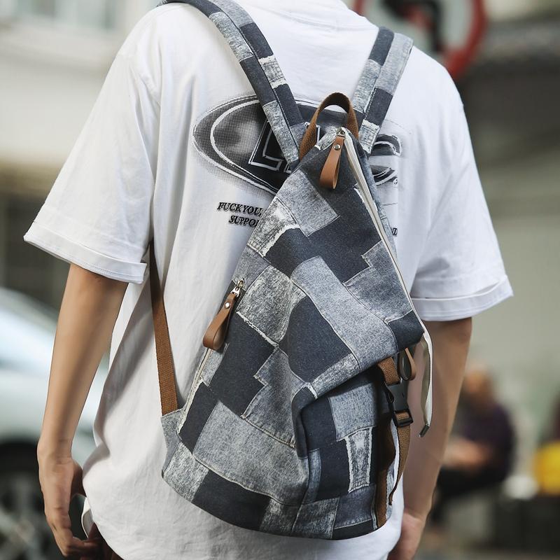 Джинсовый женский рюкзак с цветными блоками, мужские клетчатые рюкзаки, большая вместительная сумка на плечо, студенческая школьная сумка