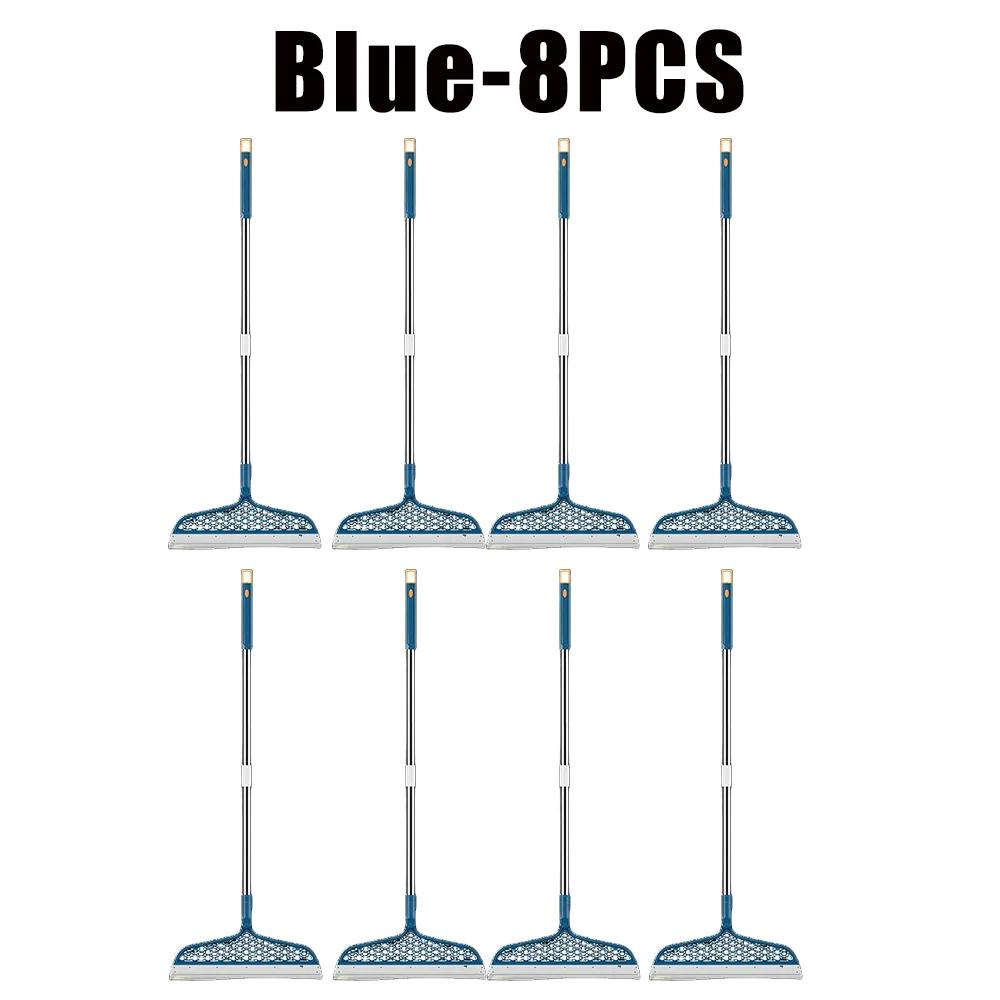 Long Handle Silicone Broom Waterproof Floor Scraper Pet Hair Catcher Multi Surface Cleaner for Bath Kitchen Hardwood Tiles