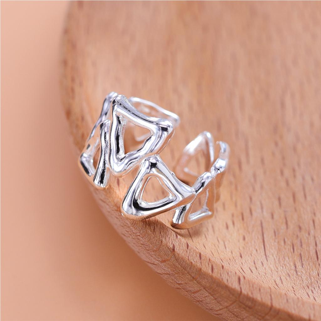 925 Stamp Silver New Multiple Styles Simple Wave Light-shaped Solid Rings Trendy Couple Jewelry