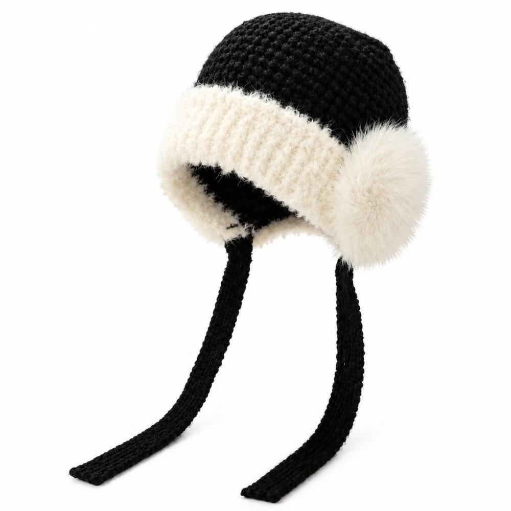 Solid Color Plush Earflap Cap Premium Plush Fluffy Warm Hat Winter Knit Hat Chilly Days