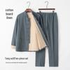 Men's Double-Layer Cotton Linen Tang Suit Set for Autumn/Winter: Zen Meditation & Tea Wear
