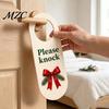 Rustic Christmas Decor Wooden Door Hanger, Santa Hat Bell Bow Hanging Sign Room for Knob, Festive Holiday Home Front Entrance Party Supplies
