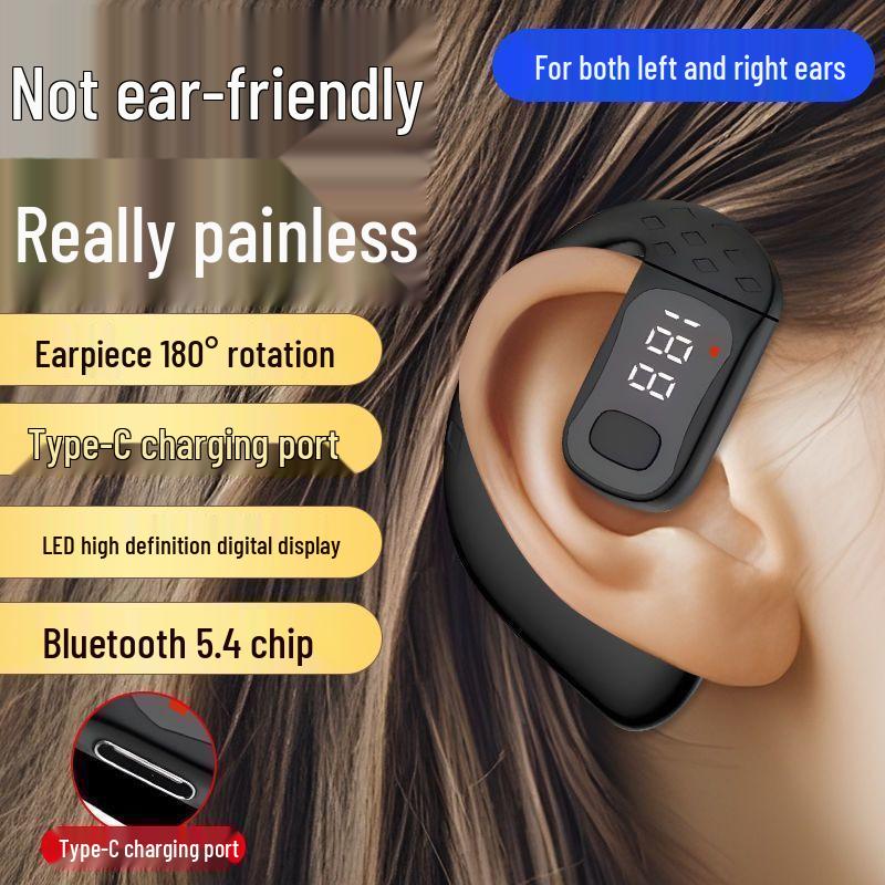 Универсальные Bluetooth-наушники-вкладыши с заушиной и цифровым дисплеем, совместимы для левого и правого ушей (Модель B01)