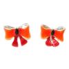 [R8188] - Orange 'Romantic Knot' Designer Earrings - 12x10 Mm