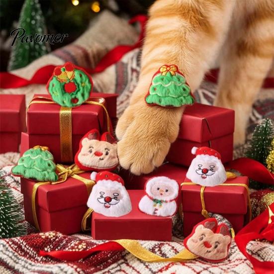 Рождественские игрушки для кошек к празднику, Мягкие плюшевые Санта-Клаус, Снеговик, Олень, Елка, Интерактивная игрушка для жевания и кусания, Игрушка для обогащения среды питомца, Для домашних кошек, Милый носок