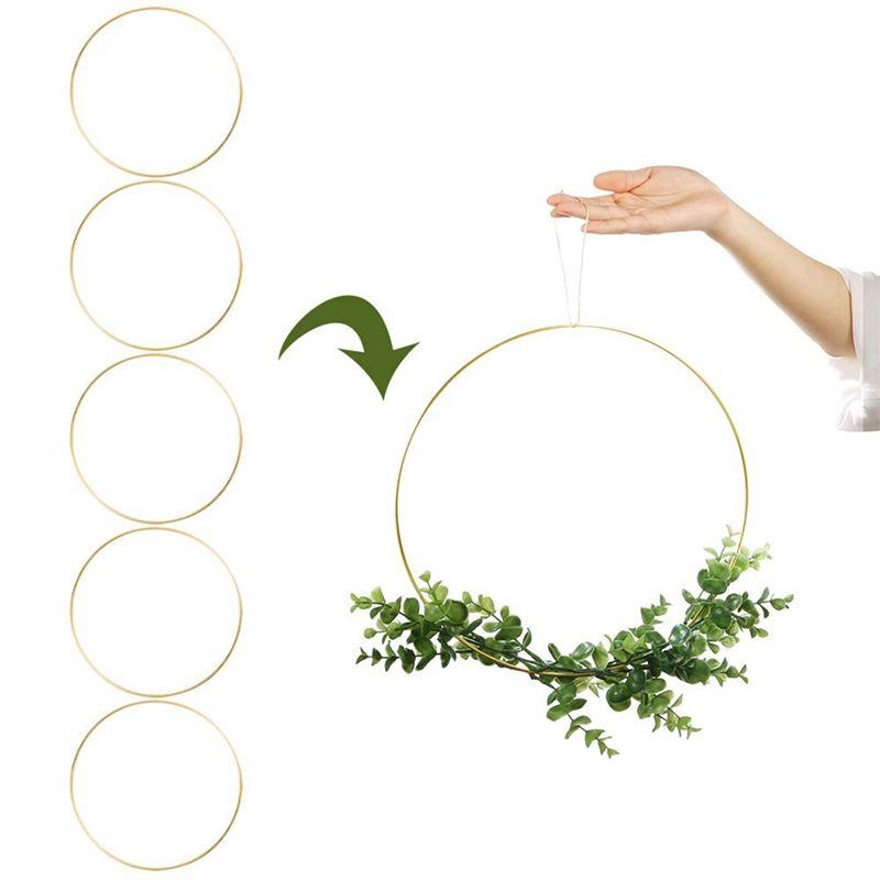 ABWR-15 Pack 14 Inch Large Metal Floral Hoop Wreath Macrame Gold Hoop Rings For DIY Wreath Decor