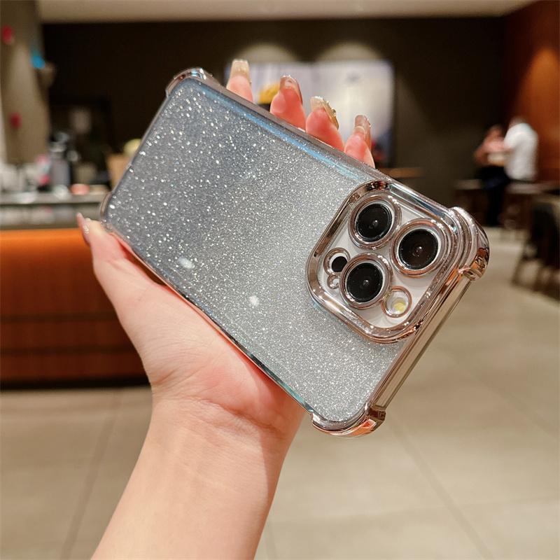 Модный чехол из ТПУ с блестящим покрытием для iPhone 15 Pro 14 Plus 13 12 Pro Max 11, блестящий чехол для телефона