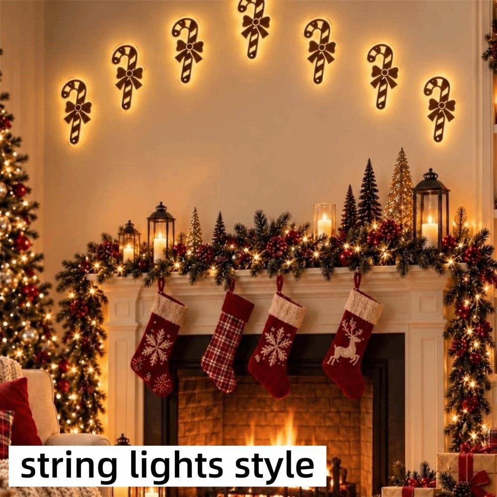 Wood LED Christmas Decorations Self Adhesive Festive Light Decorations Holiday Wall Decor