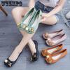 Metal Bow Large Size Solid Color Casual Shoes Women's Waterproof Non-slip Soft Low Thick Heel Work Shoes