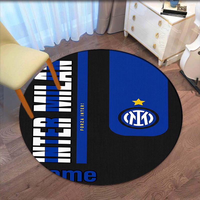 Custom Name Inter Milan Printed Round Rug Carpet Chair Rug Area Rug Entryway Doormats,for Office Chair Living Room Bedroom Kitchen Room.