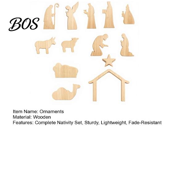 Christian Christmas Story Ornaments 13Pcs Wooden Nativity Scene Set, Mini Holy Family Figurines, Decorations for Bookshelf Tabletop Manger Christan