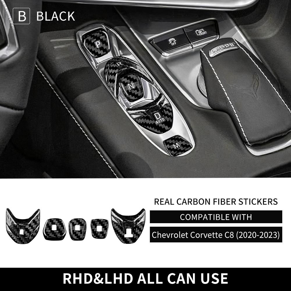 For Chevrolet Corvette C8 2020 2021 2022 2023 Real Hard Carbon Fiber Car Console Gear Shift Button Sticker Accessories