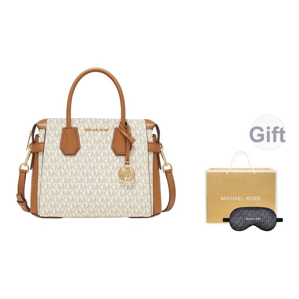 Michael Kors Mercer Classic Monogram Металлический Логотип Кожаная и Синтетическая Кожаная Сумка Через Плечо для Поездок Женские Сумки 35F2GM9S1B-150