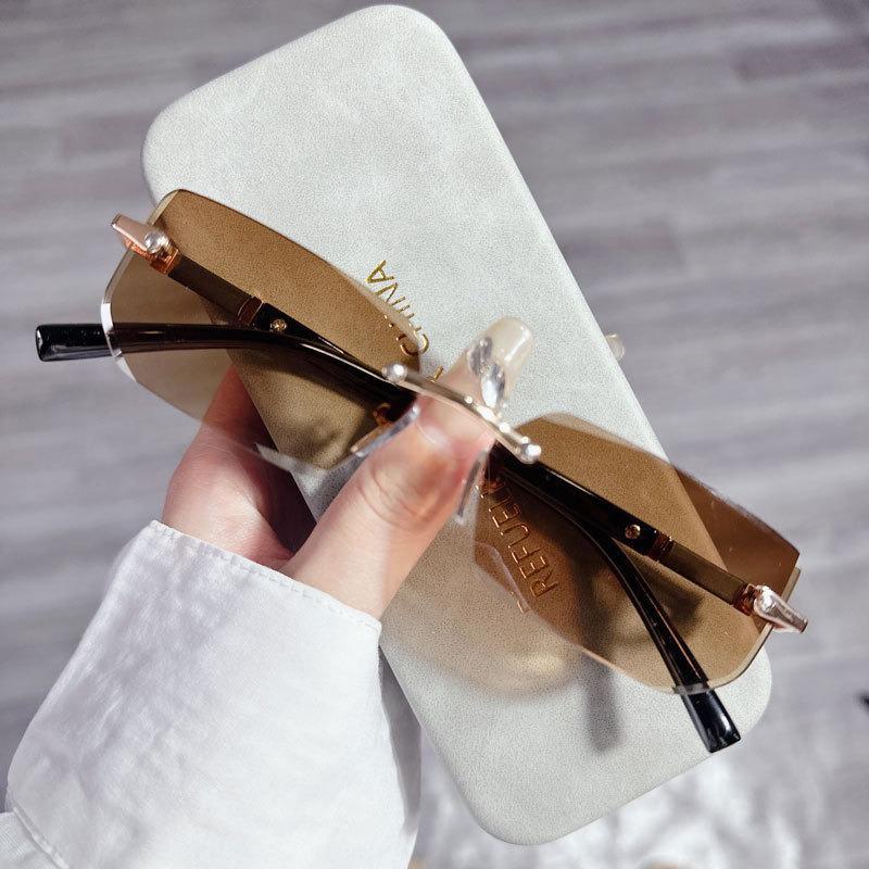 Women's Fashion Metal Frameless Square Sunglasses - 2024 Trend