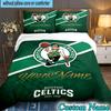 Custom Name 3PCS Boston Basketball Bedding Set,Including  Duvet Cover And 2pcs Pillowcases Perfect for Bedroom,Dormitory,Fan Christmas gift