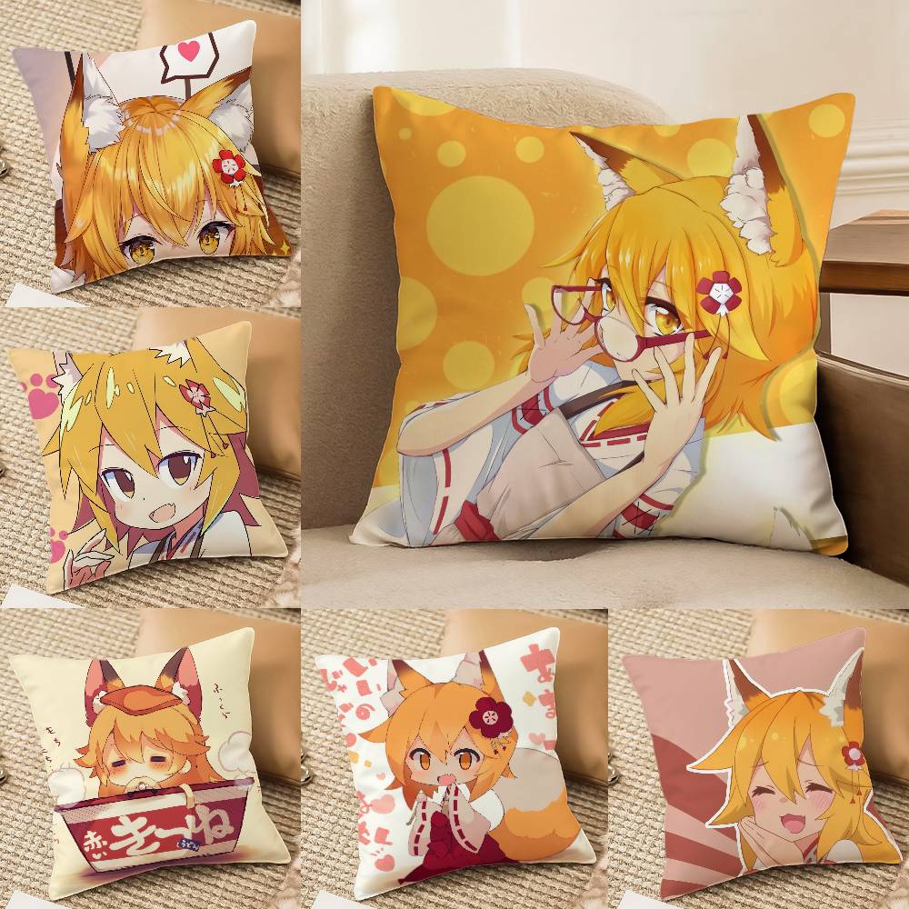 The Helpful Fox Senko San Cartoon Pillow Case Anti-Dustmite Pillowcase Invisible Zipper Silky Sofa Cushion Cover